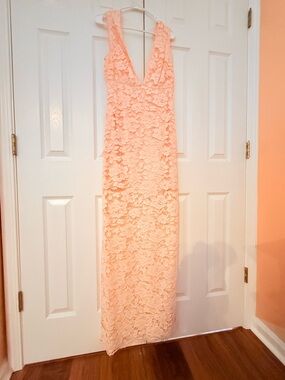 Marciano Lace Maxi Dress in Peach